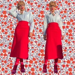 VINTAGE POLYESTER KNIT MAXI SKIRT